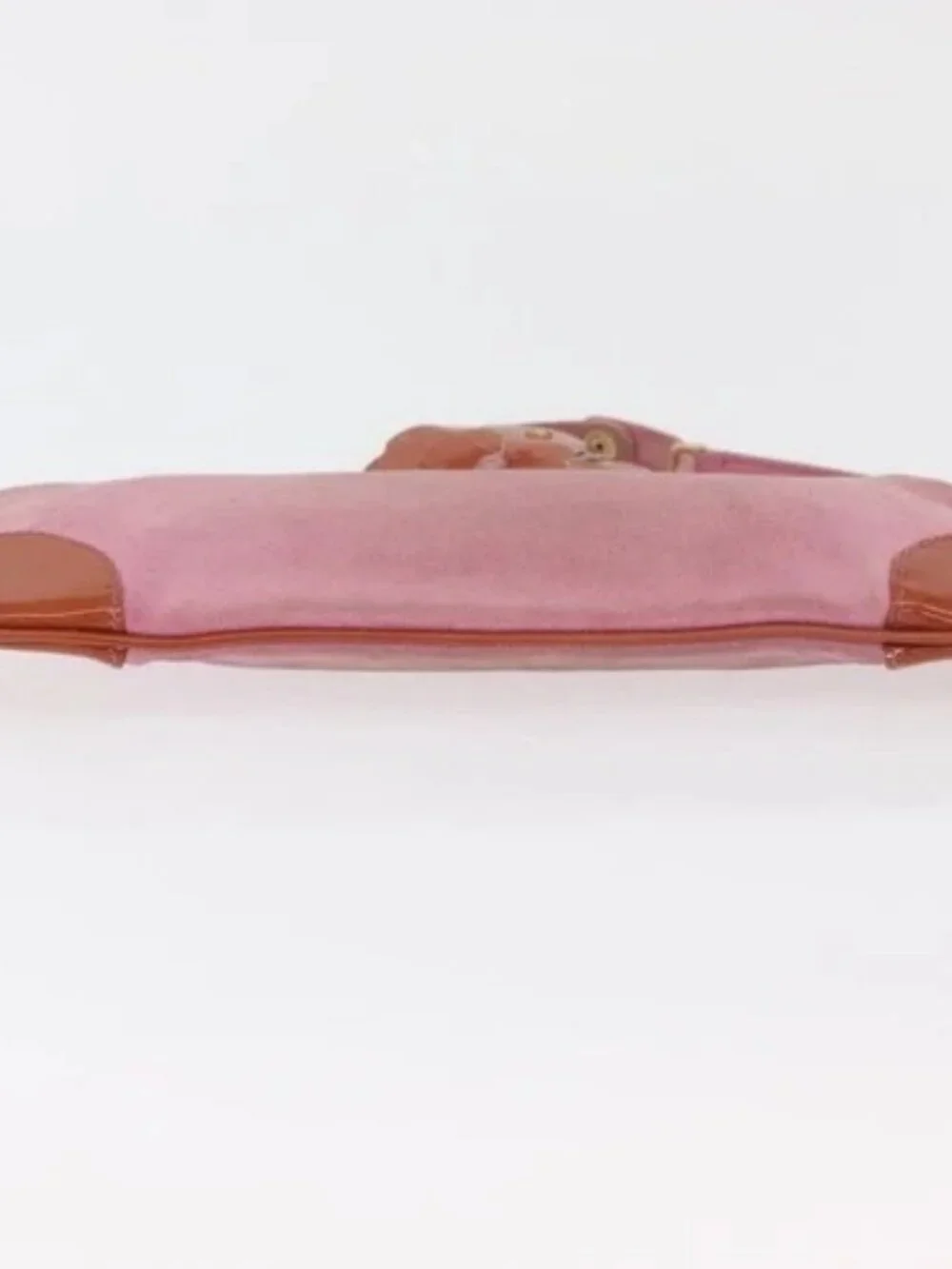 CHANEL Icon Series Pouch Suede Pink Gold CC Auth 176765